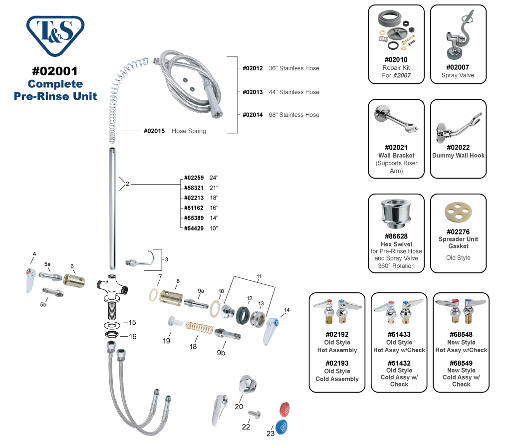 TS Brass B0113 Pre-Rinse Faucet Parts Breakdown
